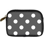 Polka Dots - White on Dark Gray Digital Camera Leather Case