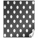 Polka Dots - White on Dark Gray Canvas 8  x 10 