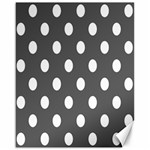 Polka Dots - White on Dark Gray Canvas 16  x 20 