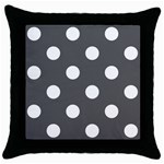 Polka Dots - White on Dark Gray Throw Pillow Case (Black)
