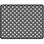 Polka Dots - White on Dark Gray Double Sided Fleece Blanket (Medium) (Two Sides)