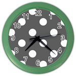Polka Dots - White on Dark Gray Color Wall Clock