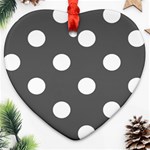 Polka Dots - White on Dark Gray Heart Ornament (Two Sides)