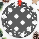 Polka Dots - White on Dark Gray Ornament (Round Filigree)