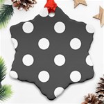 Polka Dots - White on Dark Gray Ornament (Snowflake)