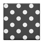 Polka Dots - White on Dark Gray Tile Coaster