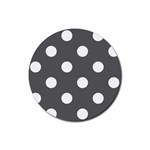 Polka Dots - White on Dark Gray Rubber Coaster (Round)