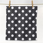 Polka Dots - White on Dark Gray Face Towel