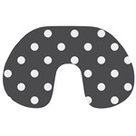 Polka Dots - White on Dark Gray Travel Neck Pillow