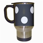 Polka Dots - White on Dark Gray Travel Mug (White)