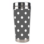 Polka Dots - White on Dark Gray Stainless Steel Travel Tumbler