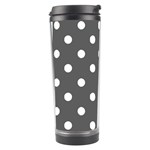 Polka Dots - White on Dark Gray Travel Tumbler