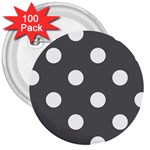 Polka Dots - White on Dark Gray 3  Button (100 pack)
