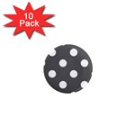 Polka Dots - White on Dark Gray 1  Mini Magnet (10 pack)