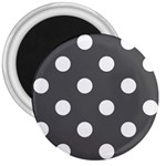 Polka Dots - White on Dark Gray 3  Magnet