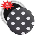 Polka Dots - White on Dark Gray 3  Magnet (10 pack)