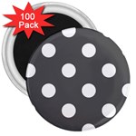 Polka Dots - White on Dark Gray 3  Magnet (100 pack)