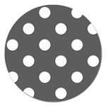 Polka Dots - White on Dark Gray Magnet 5  (Round)