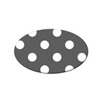 Polka Dots - White on Dark Gray Sticker Oval (100 pack)
