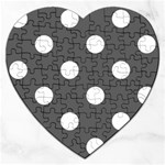 Polka Dots - White on Dark Gray Jigsaw Puzzle (Heart)