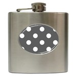 Polka Dots - White on Dark Gray Hip Flask (6 oz)