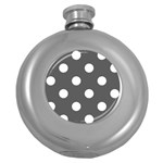 Polka Dots - White on Dark Gray Hip Flask (5 oz)