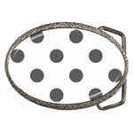 Polka Dots - Dark Gray on White Belt Buckle