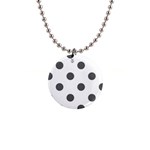 Polka Dots - Dark Gray on White 1  Button Necklace