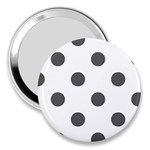Polka Dots - Dark Gray on White 3  Handbag Mirror