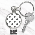 Polka Dots - Dark Gray on White Nail Clippers Key Chain