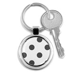 Polka Dots - Dark Gray on White Key Chain (Round)