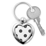 Polka Dots - Dark Gray on White Key Chain (Heart)
