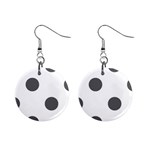 Polka Dots - Dark Gray on White 1  Button Earrings