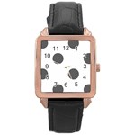 Polka Dots - Dark Gray on White Rose Gold Leather Watch