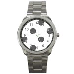 Polka Dots - Dark Gray on White Sport Metal Watch