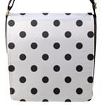 Polka Dots - Dark Gray on White Flap Closure Messenger Bag (S)