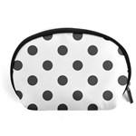 Polka Dots - Dark Gray on White Accessory Pouch (Large)
