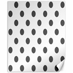 Polka Dots - Dark Gray on White Canvas 11  x 14 
