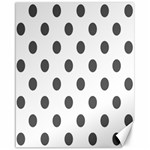 Polka Dots - Dark Gray on White Canvas 16  x 20 