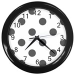 Polka Dots - Dark Gray on White Wall Clock (Black)
