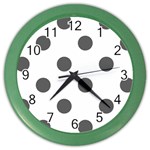 Polka Dots - Dark Gray on White Color Wall Clock