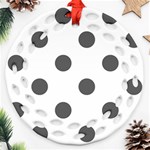Polka Dots - Dark Gray on White Ornament (Round Filigree)