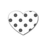 Polka Dots - Dark Gray on White Heart Coaster (4 pack)