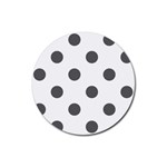 Polka Dots - Dark Gray on White Rubber Coaster (Round)