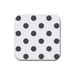 Polka Dots - Dark Gray on White Rubber Coaster (Square)