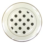 Polka Dots - Dark Gray on White Porcelain Plate