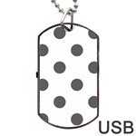 Polka Dots - Dark Gray on White Dog Tag USB Flash (Two Sides)