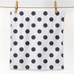 Polka Dots - Dark Gray on White Face Towel