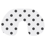 Polka Dots - Dark Gray on White Travel Neck Pillow