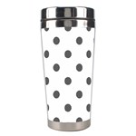 Polka Dots - Dark Gray on White Stainless Steel Travel Tumbler